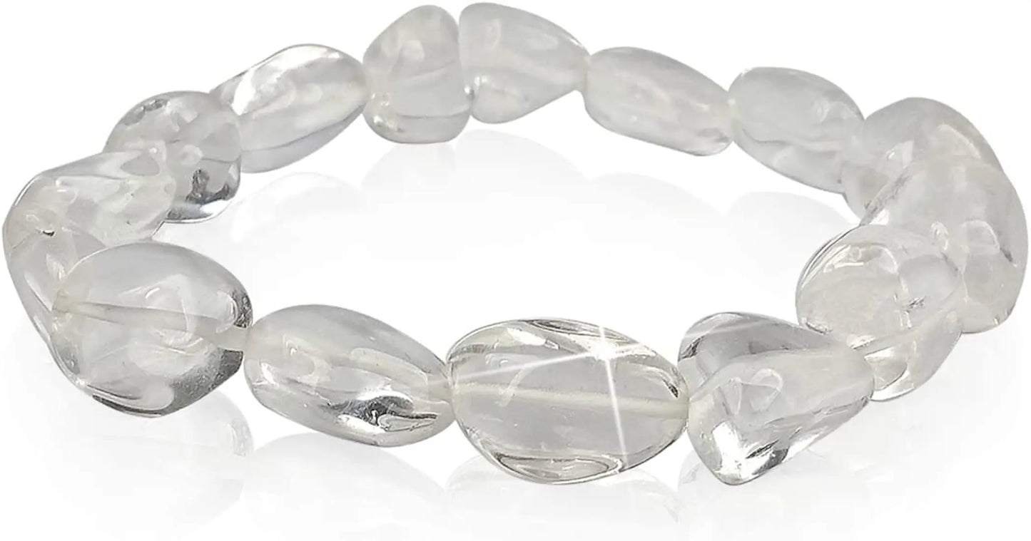 Crystal bracelet Clear Crystal quartz Tumbled Bracelet Beads 8mm Stone Crystal Gemstone Fashion Jewelry Men and