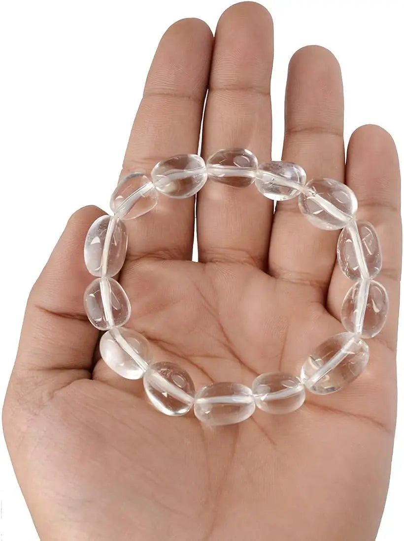 Crystal bracelet Clear Crystal quartz Tumbled Bracelet Beads 8mm Stone Crystal Gemstone Fashion Jewelry Men and