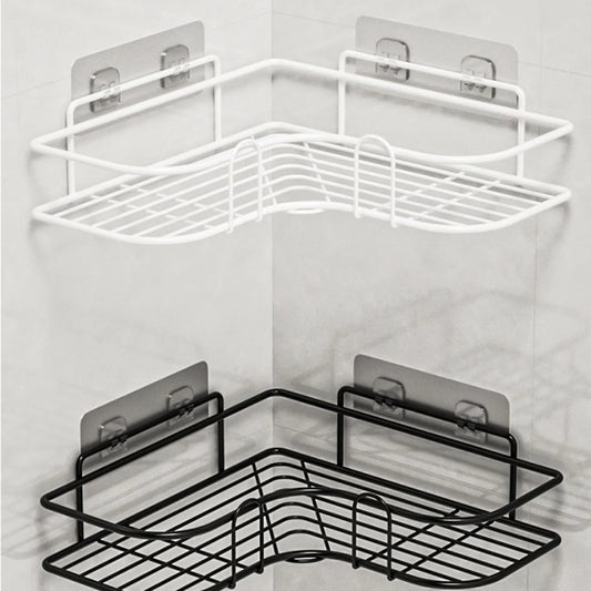 Wall Mounted Non Perforated Metal Triangle Storage Rack Bathroom Toilet Shower