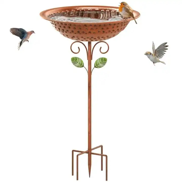 Teal Blue Metal Hanging Bird Bath With Dragonfly Ornament Outdoor Garden Hanging Water Basin Wild Bird Feeder Tray With Chain