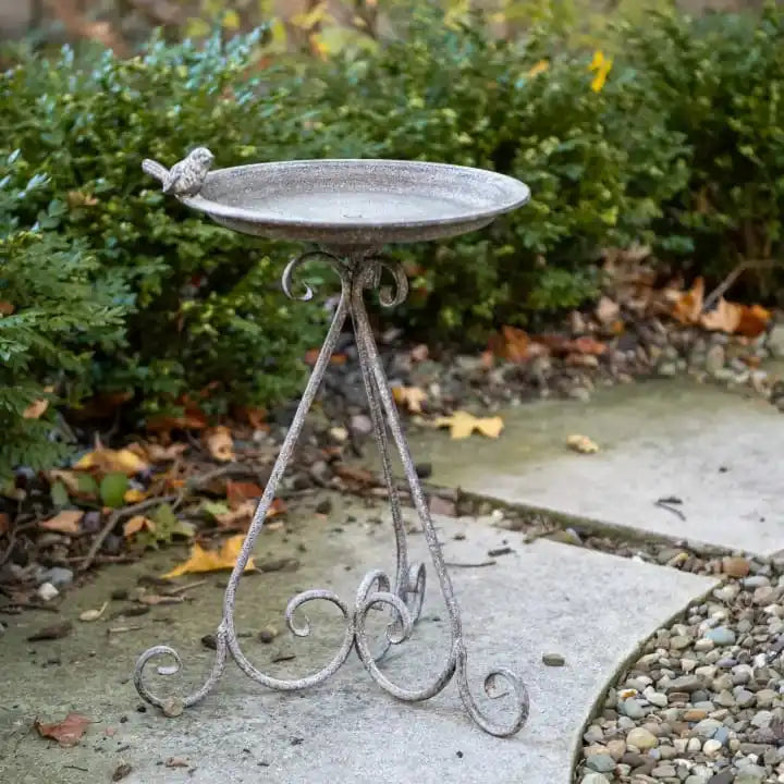 Solar Glass Cardinal Bird Bath Stake Red Floral Design Lighted Outdoor Garden Birdbath Wild Bird Feeder Landscape Yard Art Piece