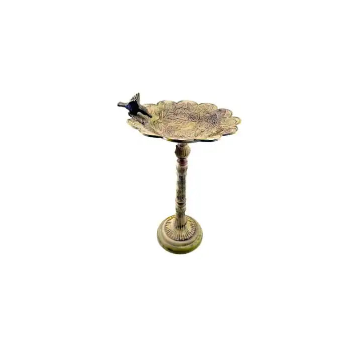 Solar Glass Peacock Bird Bath Stake Colorful Feather Design Lighted Outdoor Garden Birdbath Wild Bird Feeder Landscape Yard Art