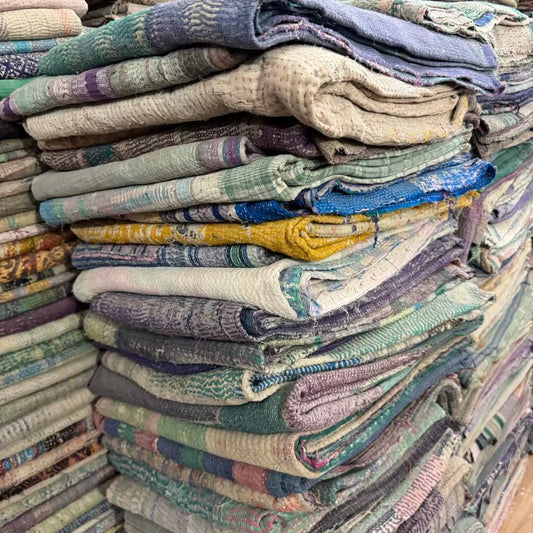 Vintage Kantha Quilt Hand Stitched Cotton Throw – Boho Bedspread – Reversible Kantha Blanket – Rustic Minimal Home Decor