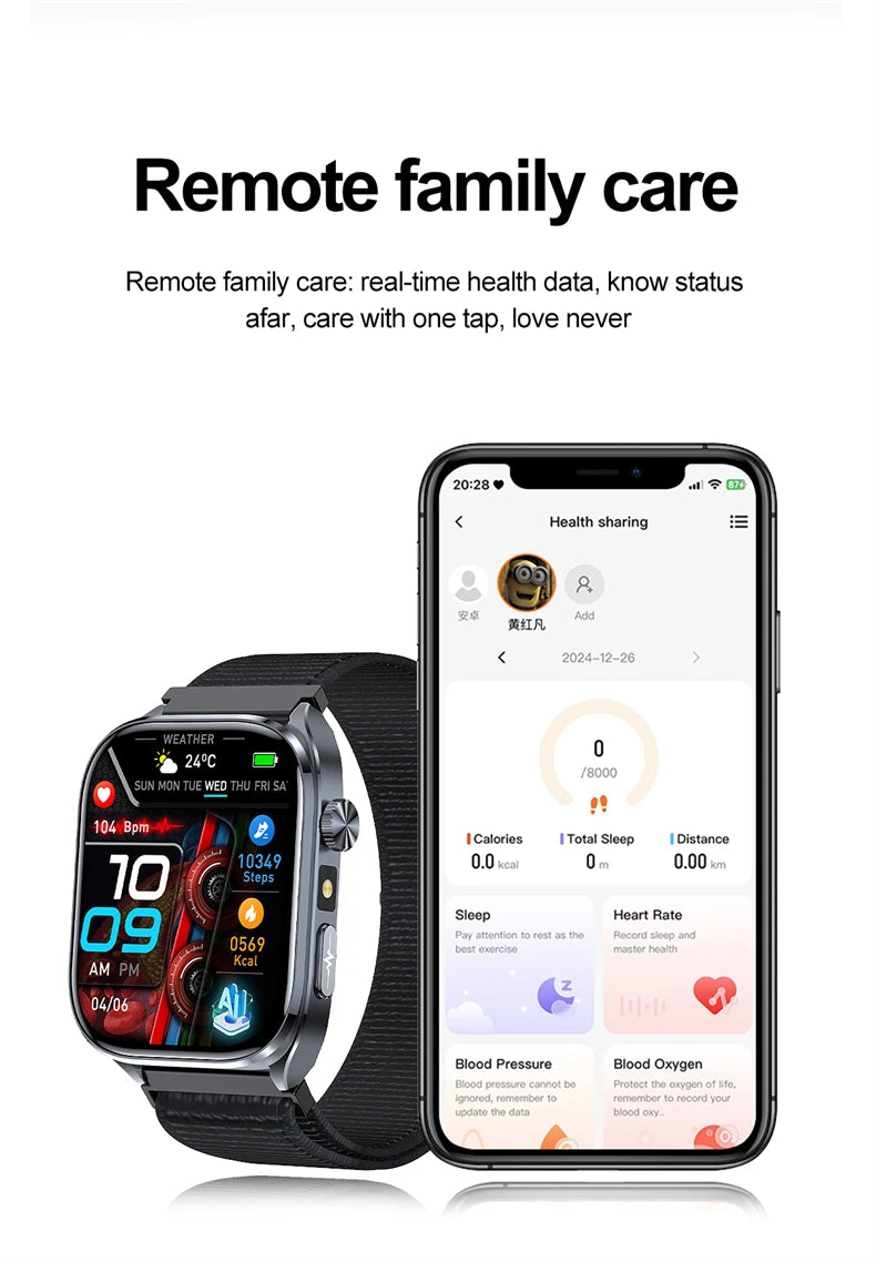 2026 New AI-GPT Health Diagosis Smart Watch Men ECG Blood Pressure Blood Oxygen Lipid Uric Acid Health Analysis Smart Bracelet