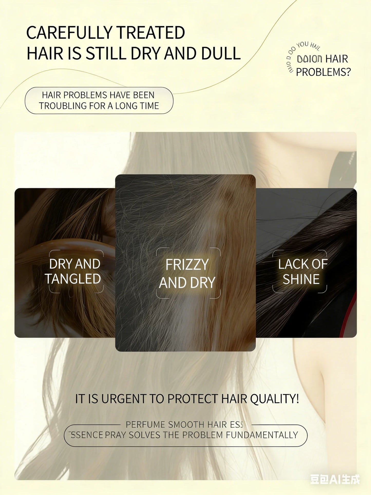 Anti-Frizz Hair Oil Spray, Perfumed Smoothing Lightweight Non-Greasy Hair Care Oil for Color-Treated & Perm Damaged Hair, Long-L