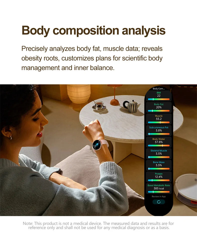 ECG Smart Watch Women 1.32inch AMOLED Screen Sport Watch Blood Pressure Micro physical examination AI dial SmartWatch For Women