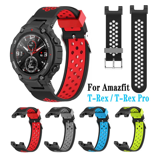 Silicone Strap for Huami Amazfit T-Rex Replacement Two Tone Breathable Bracelet for Amazfit T-Rex Pro Smart Watch Watchbands
