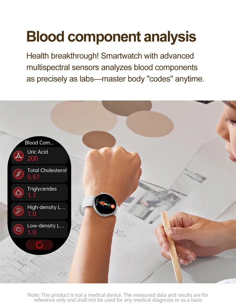 ECG Smart Watch Women 1.32inch AMOLED Screen Sport Watch Blood Pressure Micro physical examination AI dial SmartWatch For Women