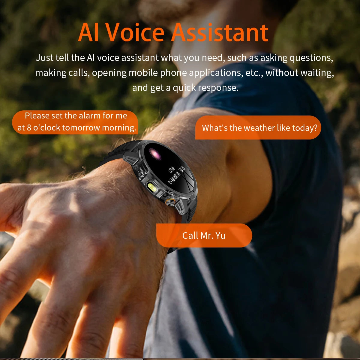 2026 New Outdoor Military Smart Watch For Men 1.85" AMOLED 1000mAh Battery IP69K Swim Flashlight Heart Rate Wireless Call Watchs