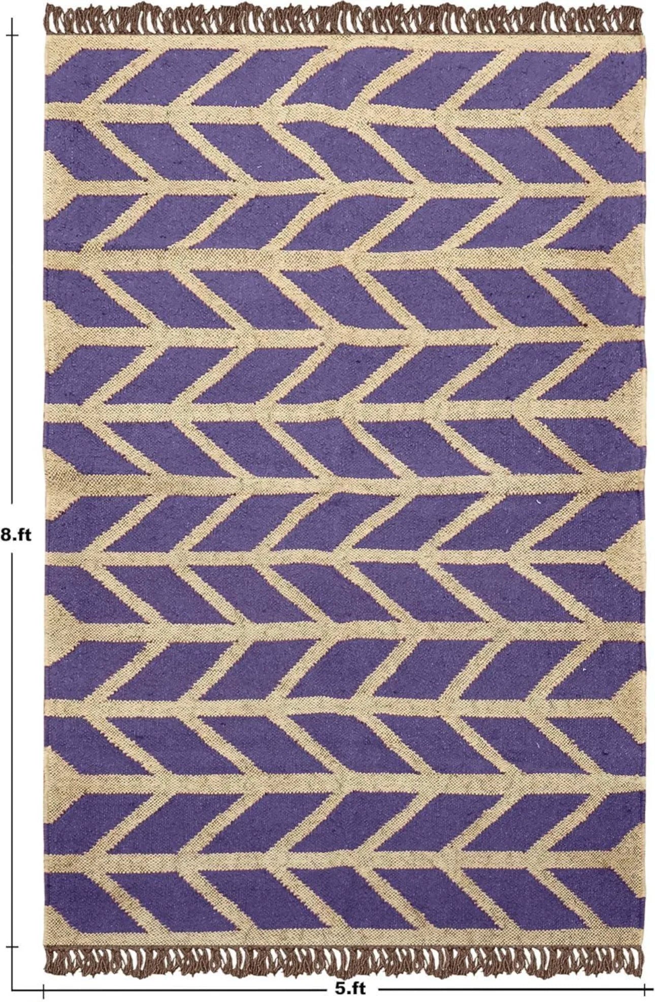 Handwoven Jute Rug with Geometric Pattern Eco-Friendly Durable Modern Medium Pile Floor Carpet for Living Room Home Decor