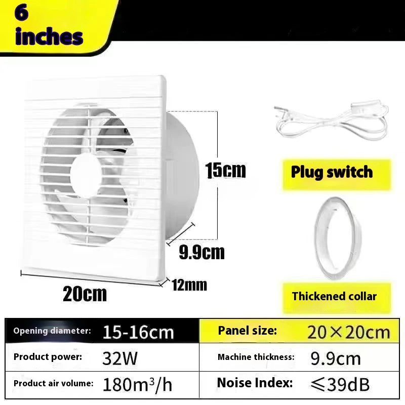 220V White Wall Mounted Exhaust Fan 4 6 8 Inch Toilet Bathroom Kitchen