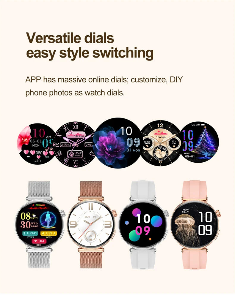 ECG Smart Watch Women 1.32inch AMOLED Screen Sport Watch Blood Pressure Micro physical examination AI dial SmartWatch For Women