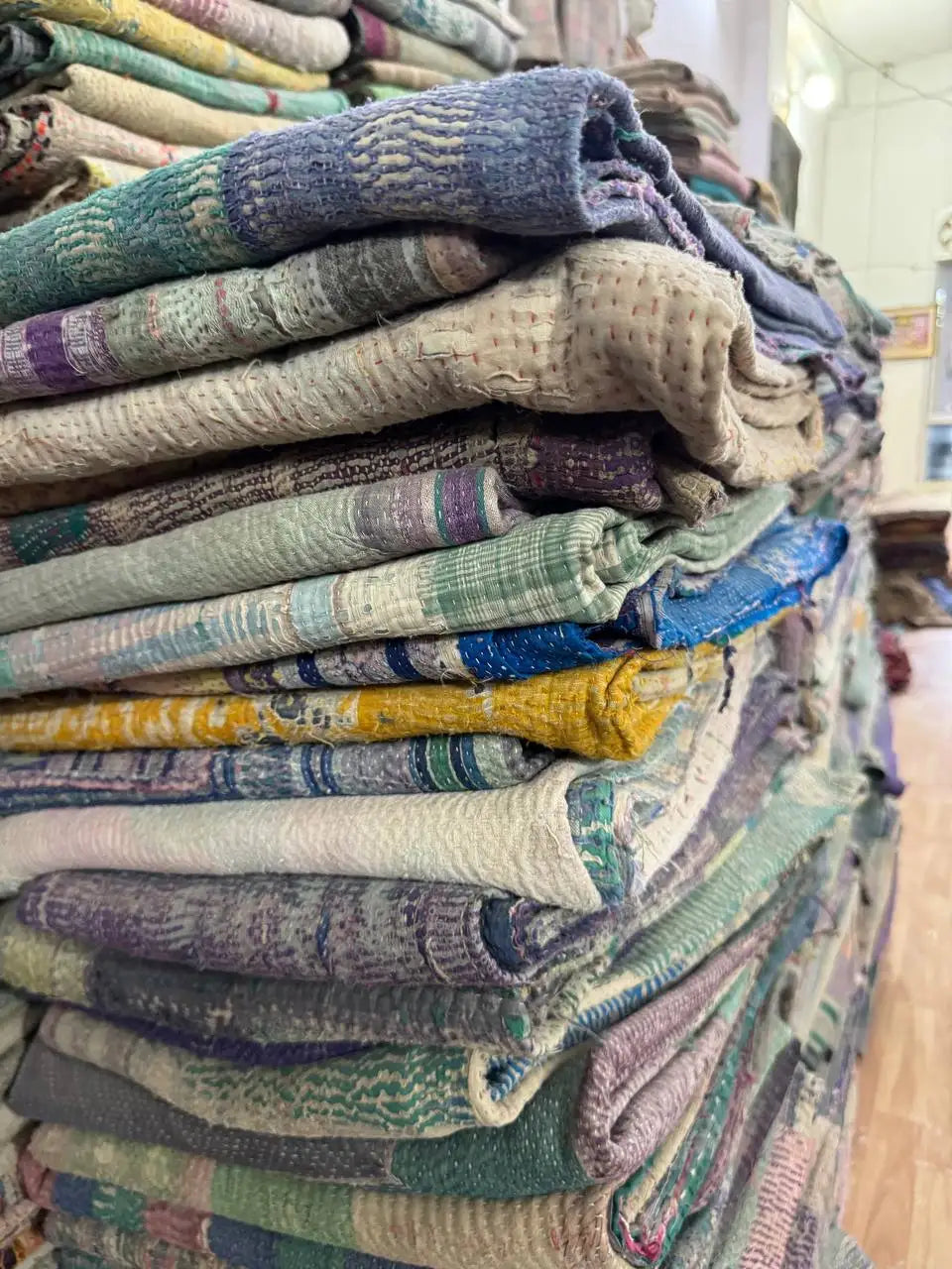 Vintage Kantha Quilt Hand Stitched Cotton Throw – Boho Bedspread – Reversible Kantha Blanket – Rustic Minimal Home Decor