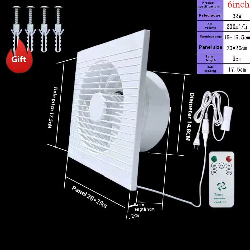 220V White Wall Mounted Exhaust Fan 4 6 8 Inch Toilet Bathroom Kitchen