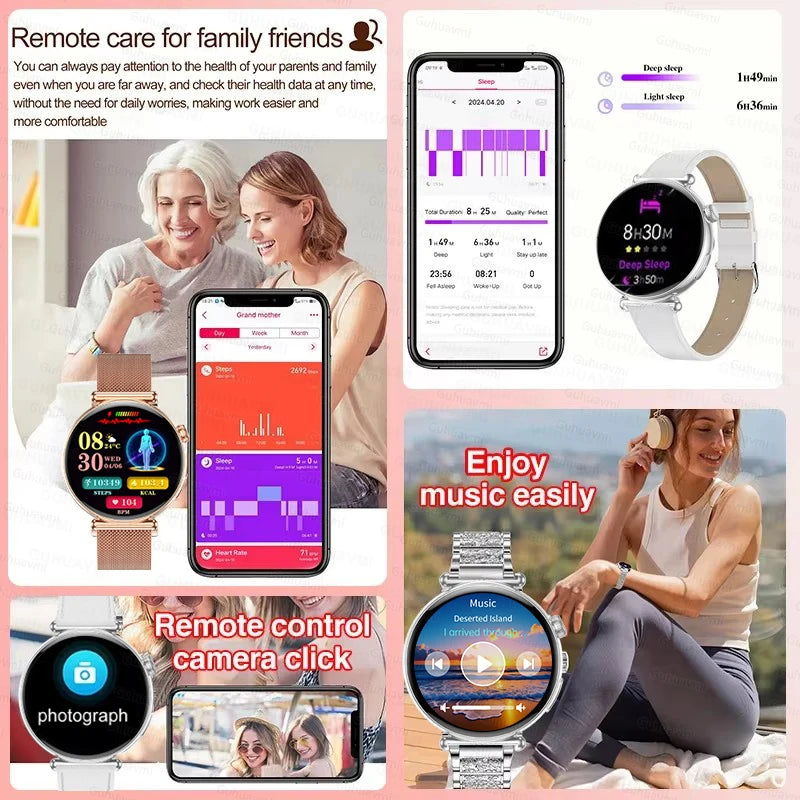 ECG Smart Watch Women 1.32inch AMOLED Screen Sport Watch Blood Pressure Micro physical examination AI dial SmartWatch For Women