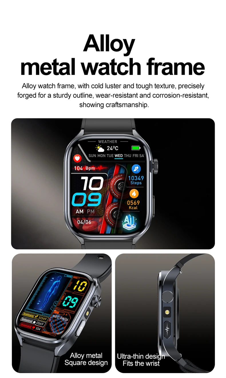 2026 New AI-GPT Health Diagosis Smart Watch Men ECG Blood Pressure Blood Oxygen Lipid Uric Acid Health Analysis Smart Bracelet