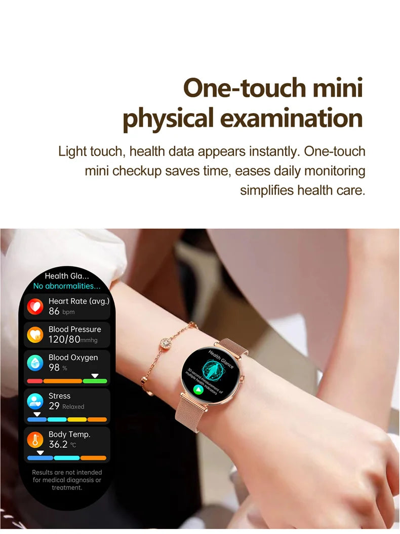 ECG Smart Watch Women 1.32inch AMOLED Screen Sport Watch Blood Pressure Micro physical examination AI dial SmartWatch For Women