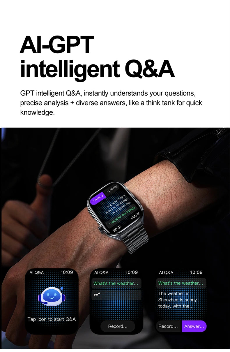 2026 New AI-GPT Health Diagosis Smart Watch Men ECG Blood Pressure Blood Oxygen Lipid Uric Acid Health Analysis Smart Bracelet