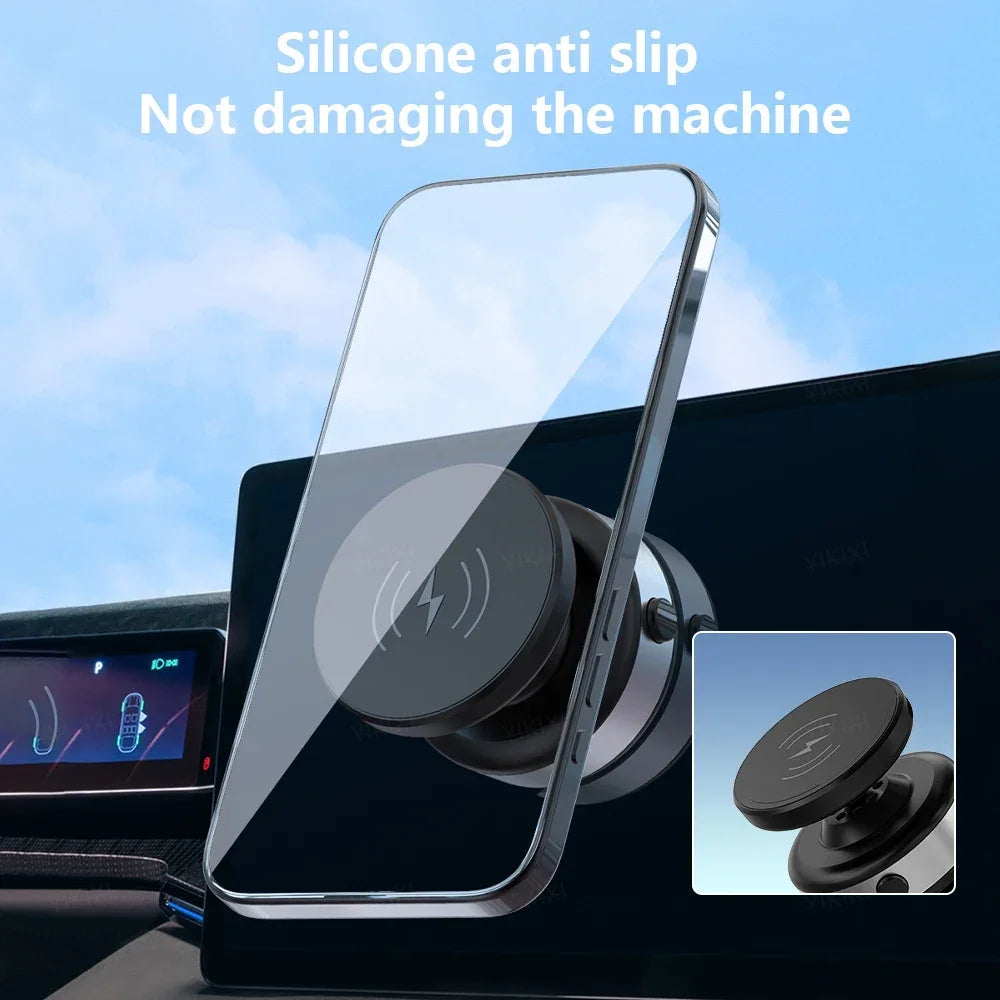 Electric Vacuum Suction Car Phone Holder 15W Wireless Charge 360° Rotation N52 Strong Magnetic Bracket for iPhone 12-16 Pro Max
