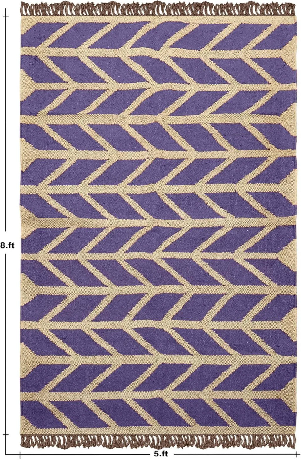 Handwoven Jute Rug with Geometric Pattern Eco-Friendly Durable Modern Medium Pile Floor Carpet for Living Room Home Decor