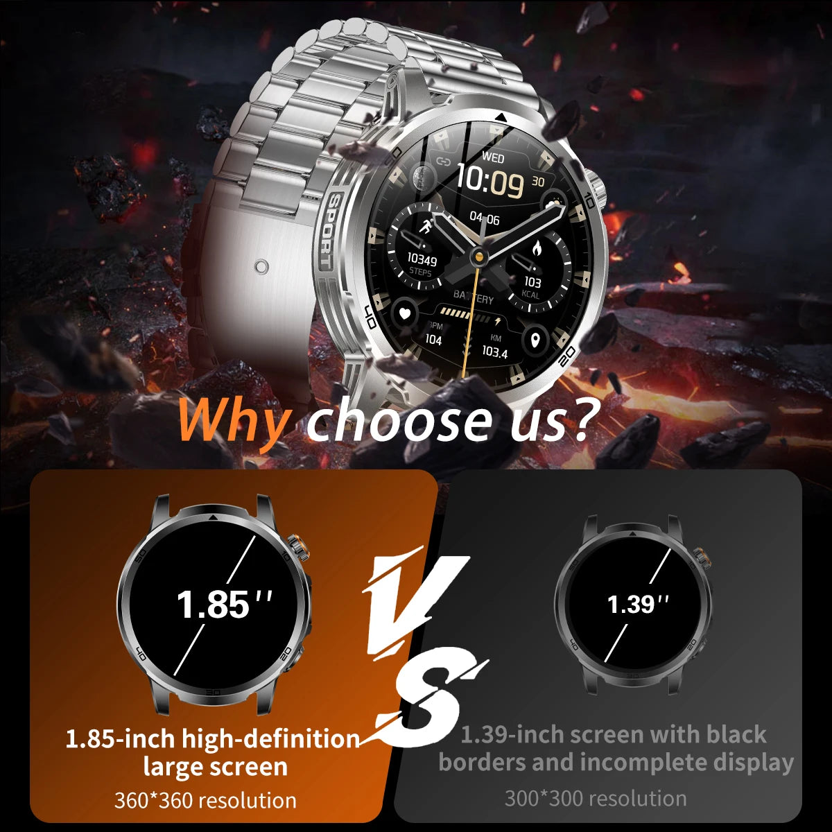 2026 New Outdoor Military Smart Watch For Men 1.85" AMOLED 1000mAh Battery IP69K Swim Flashlight Heart Rate Wireless Call Watchs