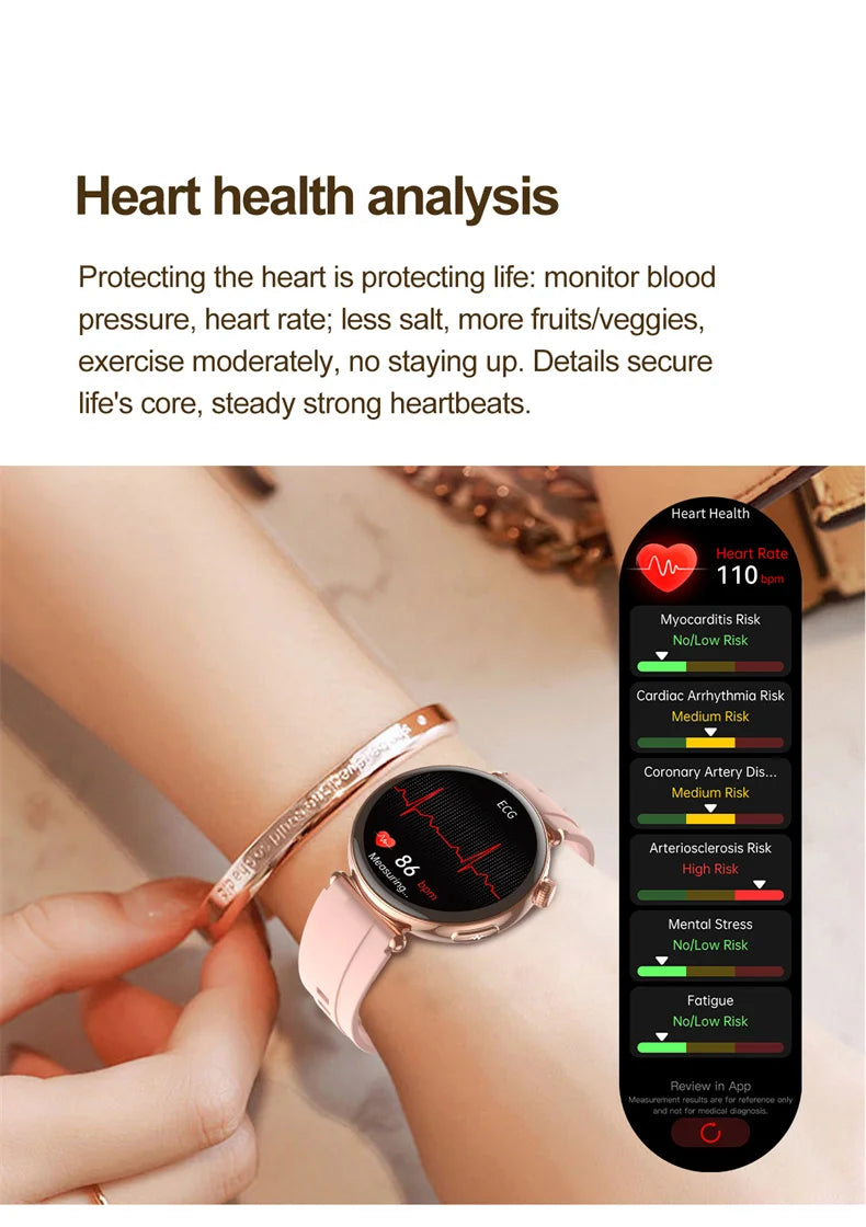 ECG Smart Watch Women 1.32inch AMOLED Screen Sport Watch Blood Pressure Micro physical examination AI dial SmartWatch For Women