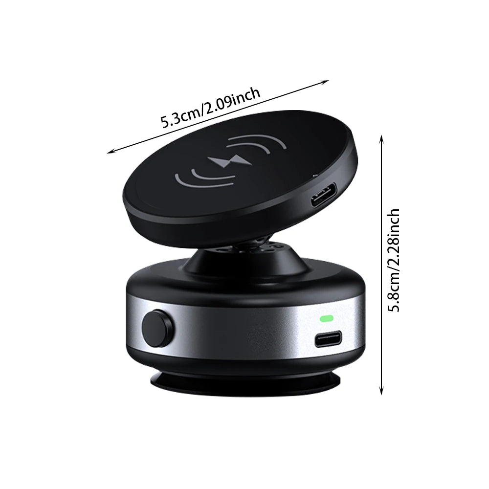Electric Vacuum Suction Car Phone Holder 15W Wireless Charge 360° Rotation N52 Strong Magnetic Bracket for iPhone 12-16 Pro Max