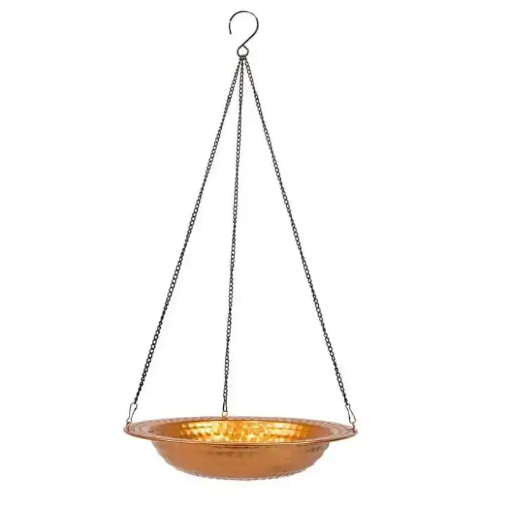 Teal Blue Metal Hanging Bird Bath With Dragonfly Ornament Outdoor Garden Hanging Water Basin Wild Bird Feeder Tray With Chain