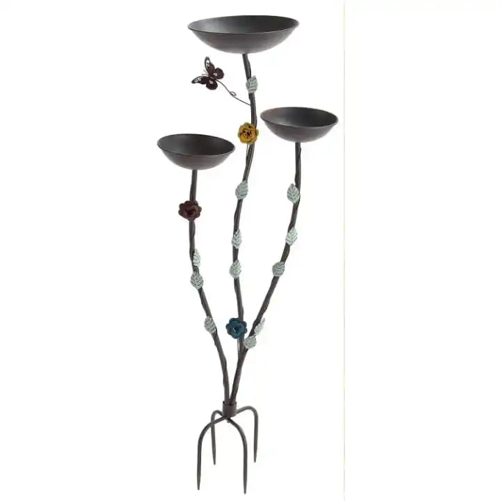Vintage Wrought Iron Metal Pedestal Bird Bath With Mosaic Glass Bowl Outdoor Garden Weatherproof Birdbath Water Basin Stand