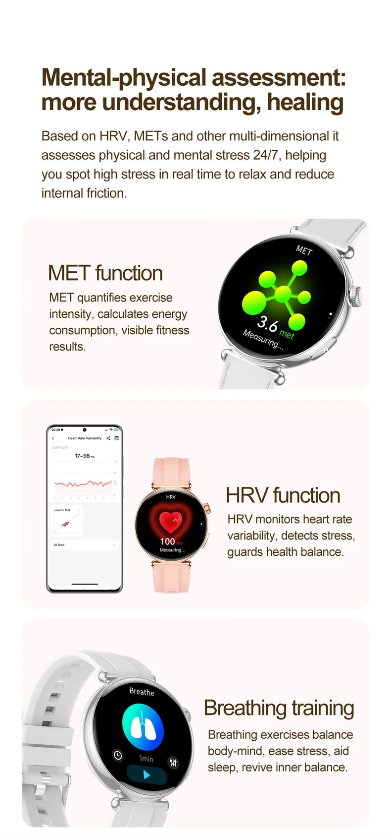 ECG Smart Watch Women 1.32inch AMOLED Screen Sport Watch Blood Pressure Micro physical examination AI dial SmartWatch For Women