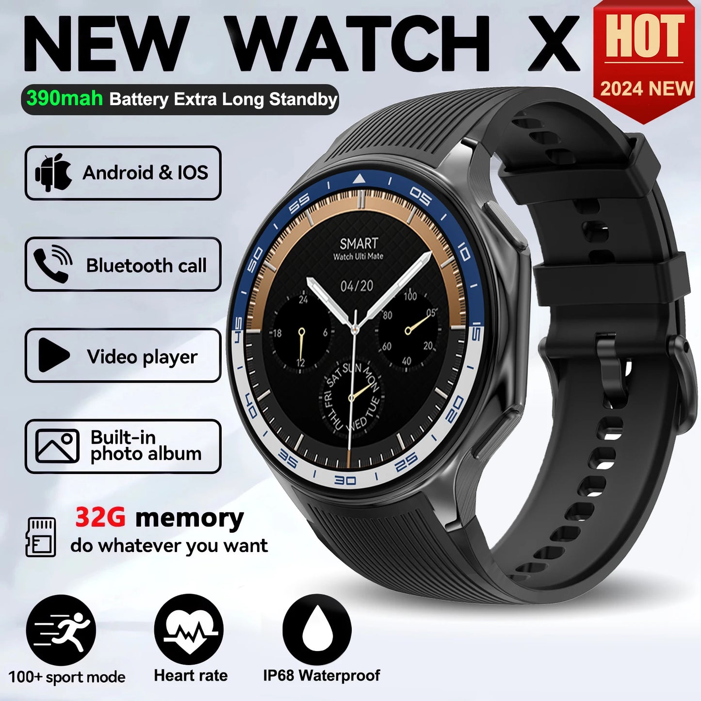2025 New Smart Watch Bluetooth Call Watch Sleep Heart Rate Detection Smart Watches Blood Oxygen Monitor Activity Tracker Compass