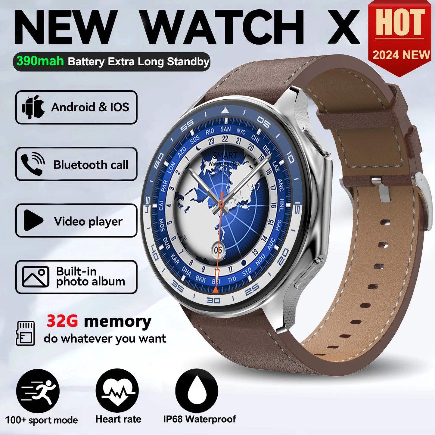2025 New Smart Watch Bluetooth Call Watch Sleep Heart Rate Detection Smart Watches Blood Oxygen Monitor Activity Tracker Compass