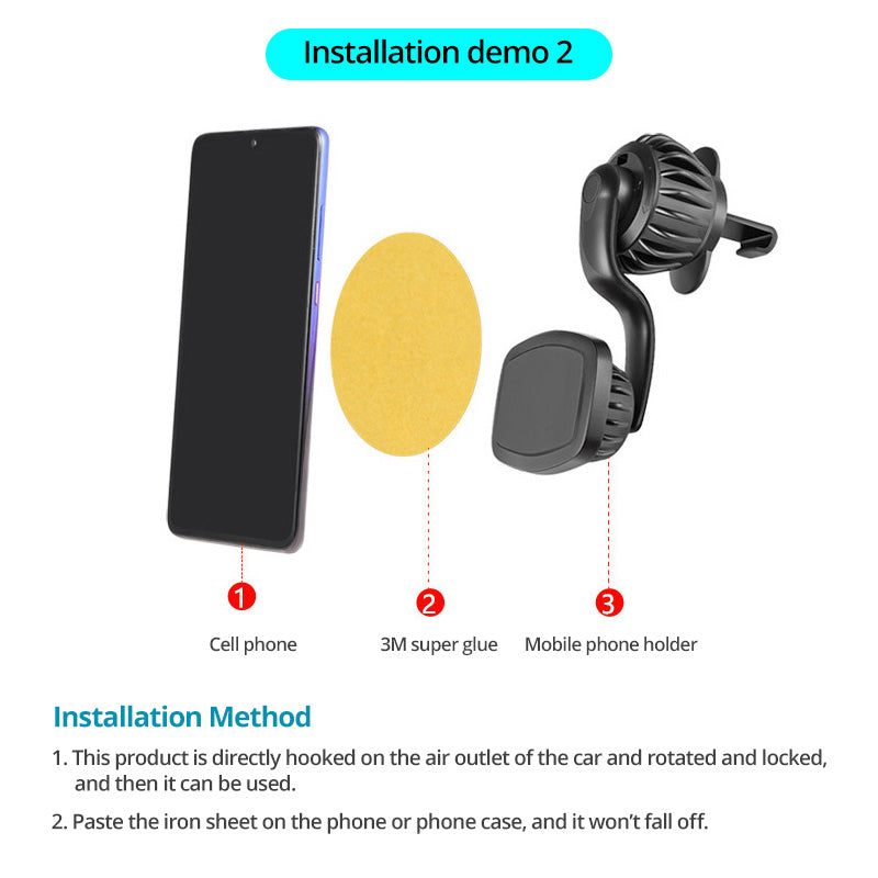 Car Bracket Car Phone Holder With Multifunctional 360 Degree Rotating Air Outlet Magnetic Buckle Type Car Phone Holders Stands