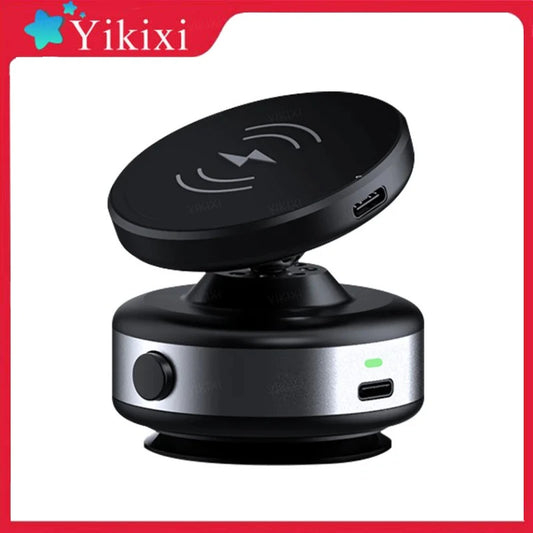 Electric Vacuum Suction Car Phone Holder 15W Wireless Charge 360° Rotation N52 Strong Magnetic Bracket for iPhone 12-16 Pro Max
