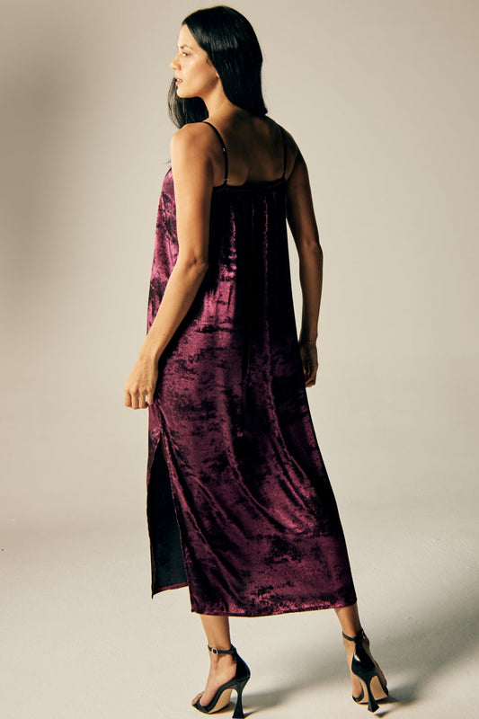 Shadow Of Sequin Shimmer Spaghetti Strap Maxi Dress - Magenta Purple Party Dress