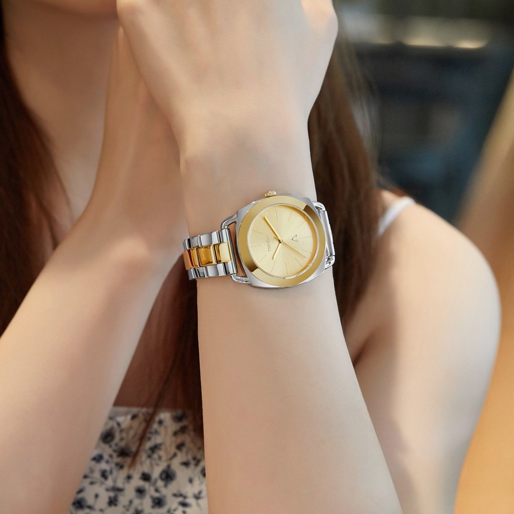 Trnda Women's Stainless Steel Watch, Silver-Gold Band | Trn-35.8