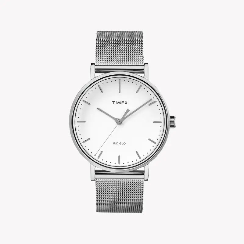 Timex Women's Silver Stainless Steel Watch, White Dial | Tw2r26600