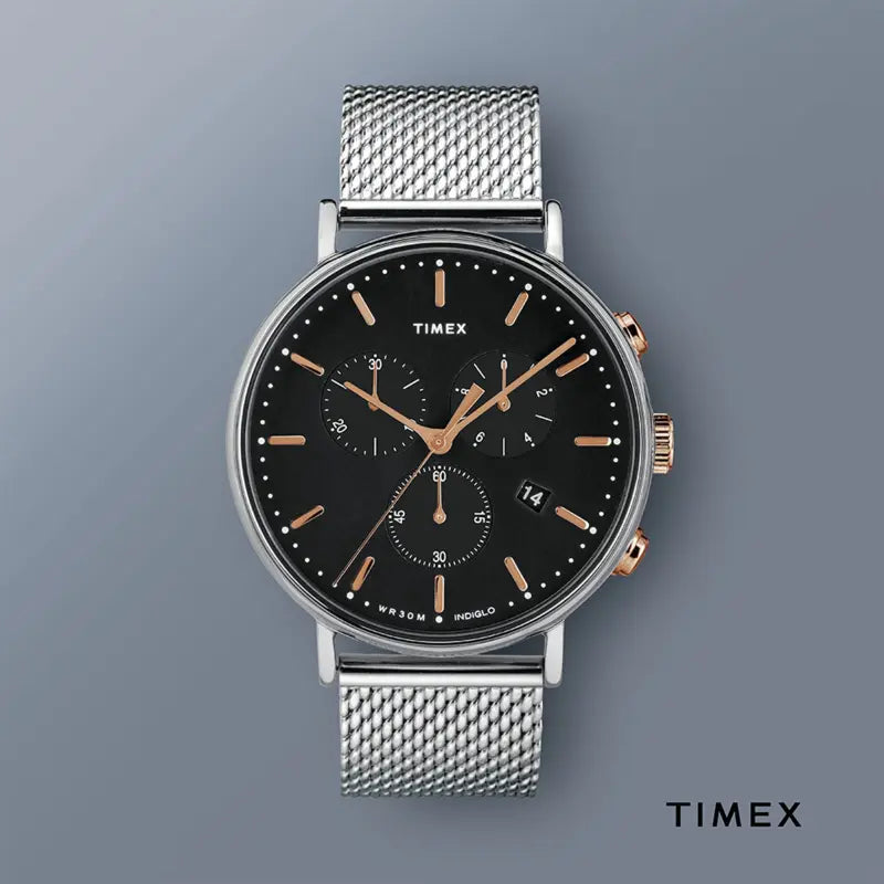 Timex Unisex Silver Stainless Steel, Black Dial | Tw2t11400