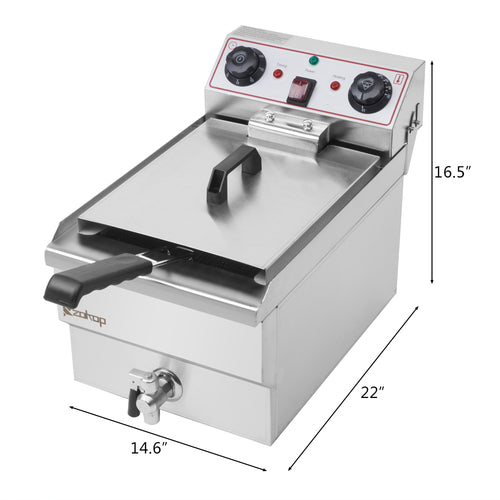 CrispMaster Pro — 12.5QT Stainless Steel Deep Fryer with Drain Faucet