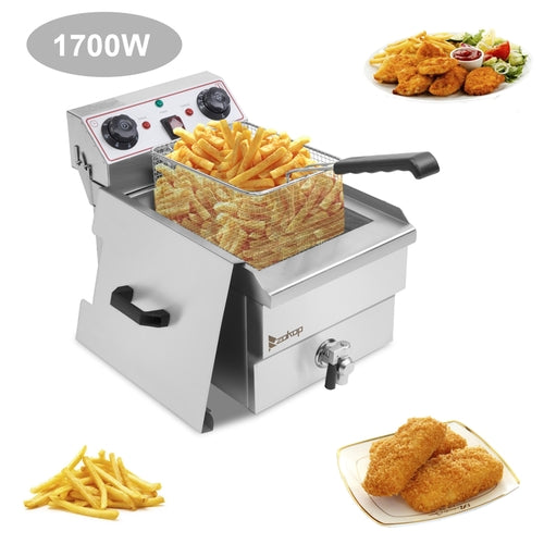 CrispMaster Pro — 12.5QT Stainless Steel Deep Fryer with Drain Faucet