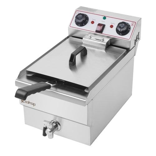 CrispMaster Pro — 12.5QT Stainless Steel Deep Fryer with Drain Faucet