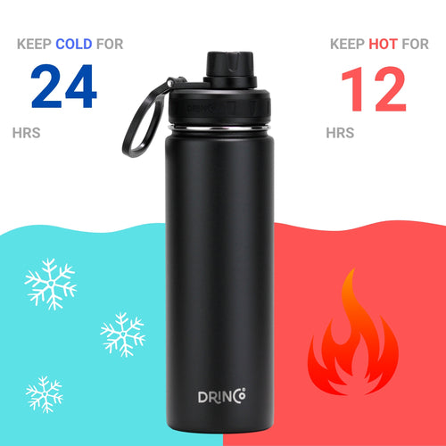 Drinco 22oz Stainless Steel Sport Water Bottle Black