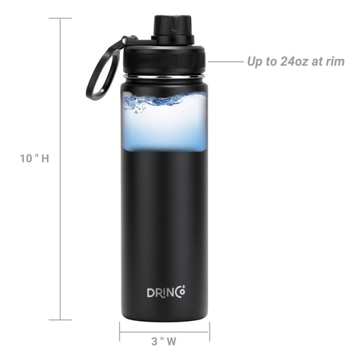 Drinco 22oz Stainless Steel Sport Water Bottle Black