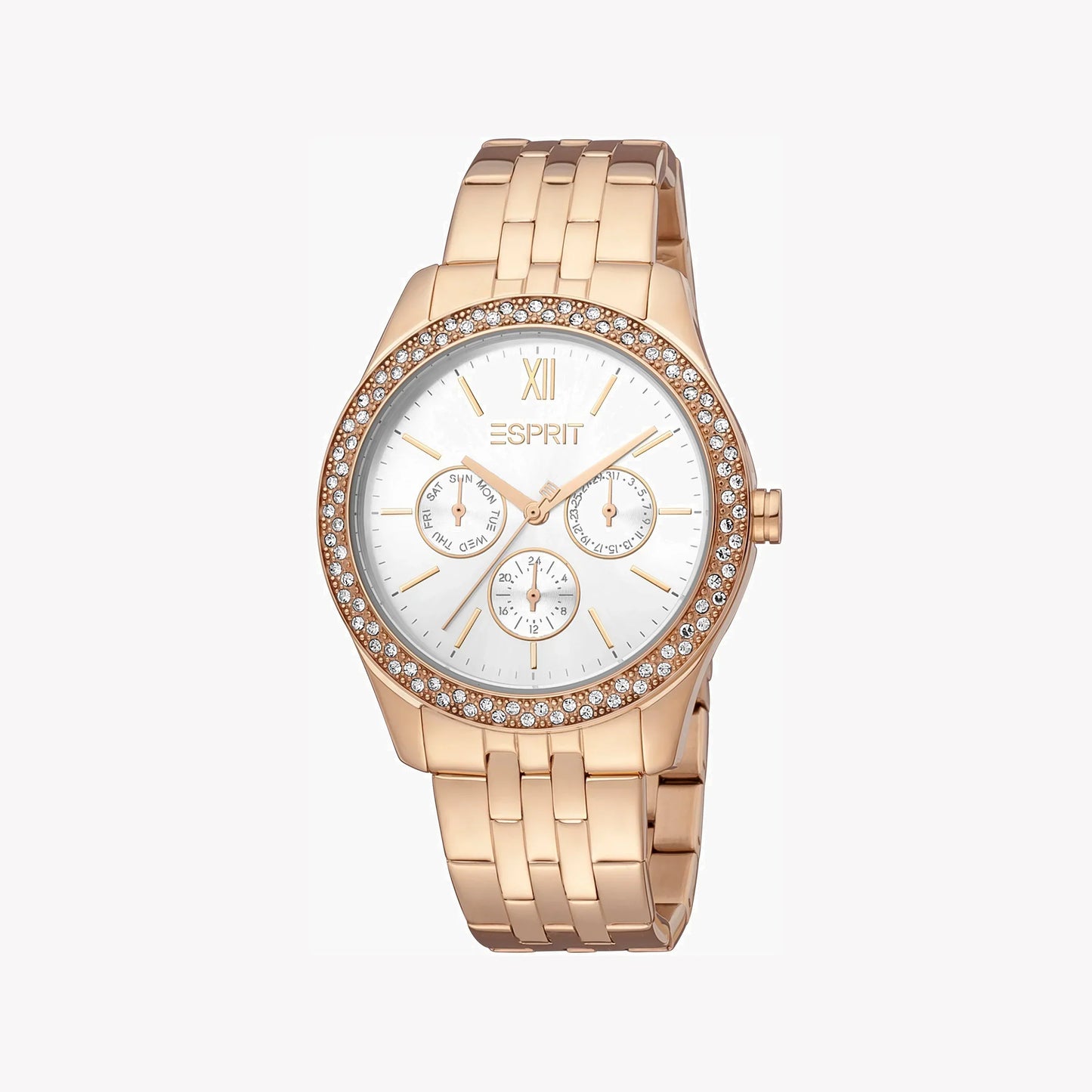 Esprit Women's Rose Gold Stainless Steel Watch, Silver Dial | Es1l162m0045